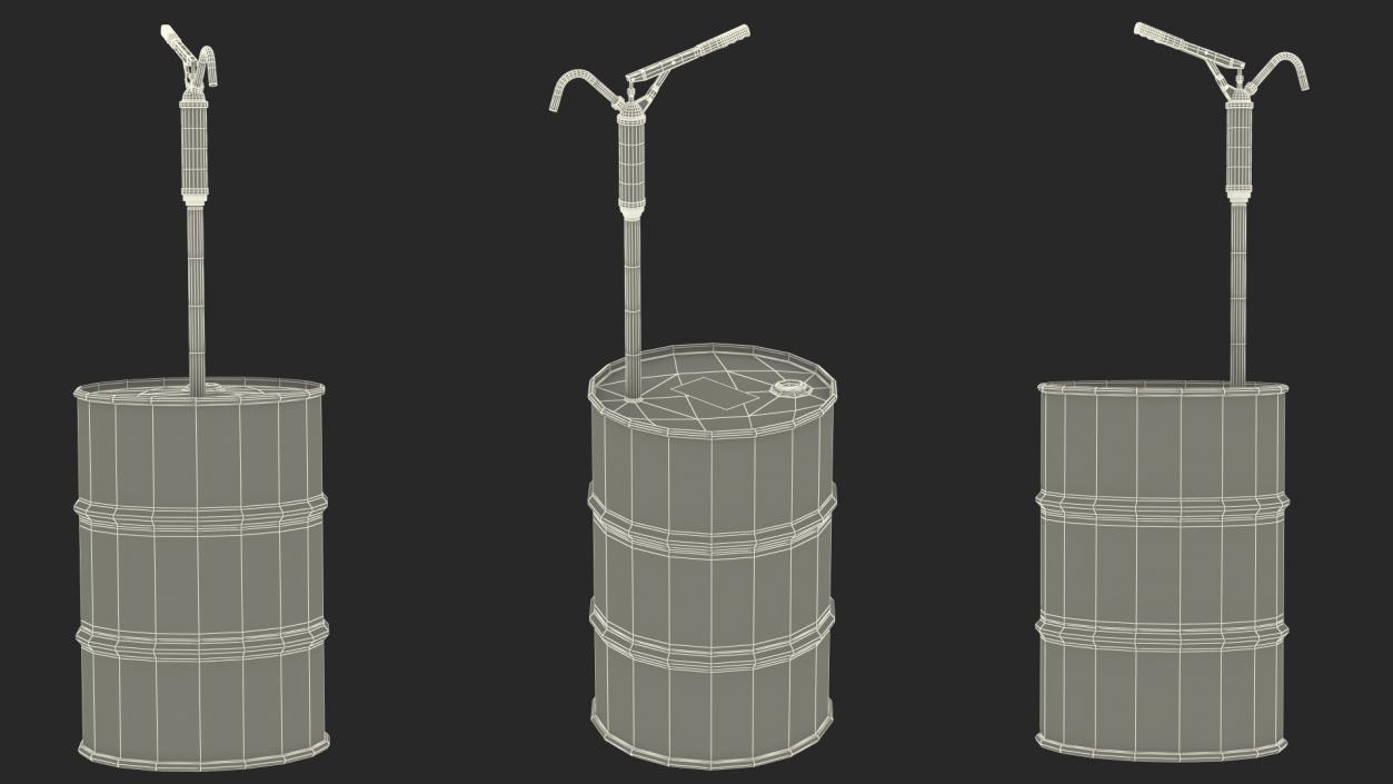 Lever Hand Pump with Oil Drum 3D model