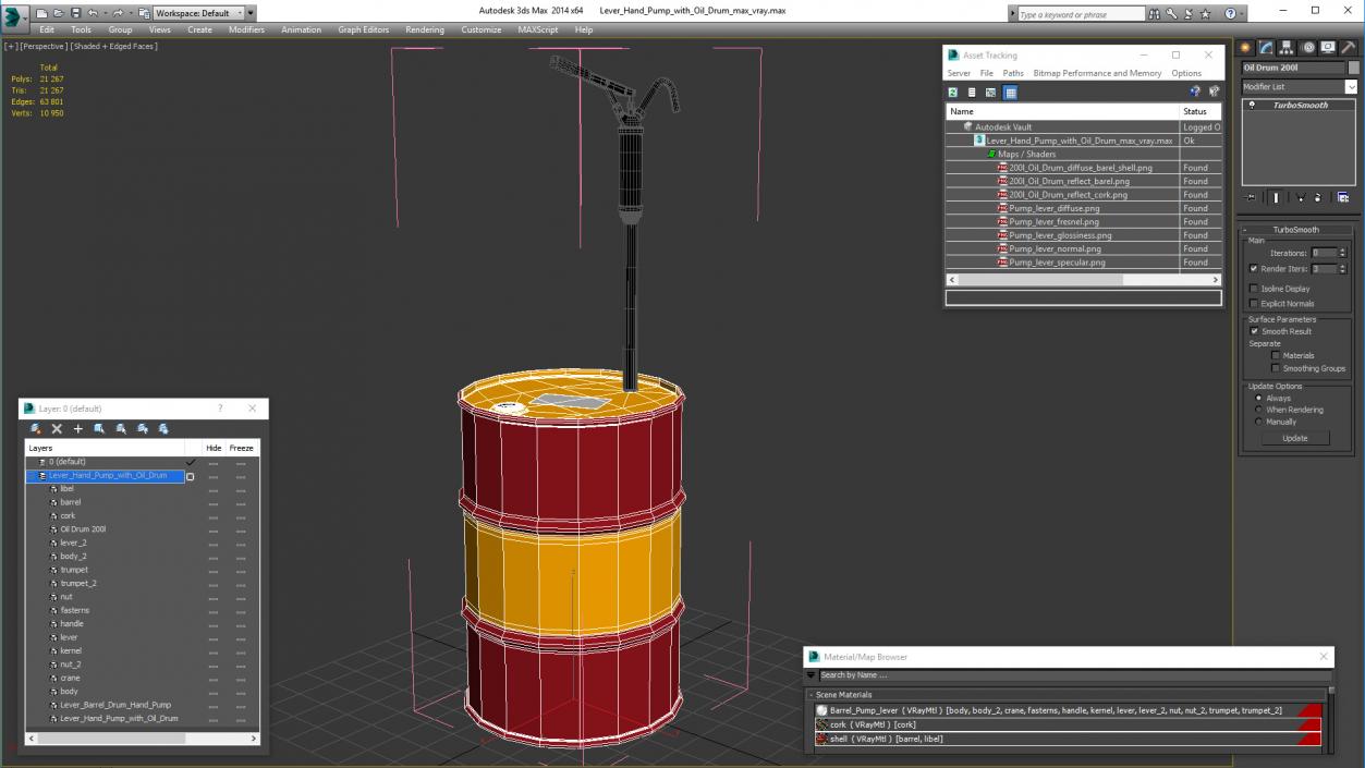 Lever Hand Pump with Oil Drum 3D model