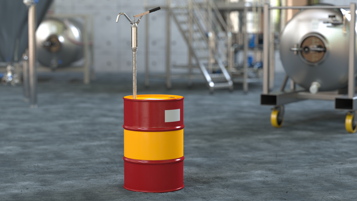 Lever Hand Pump with Oil Drum 3D model