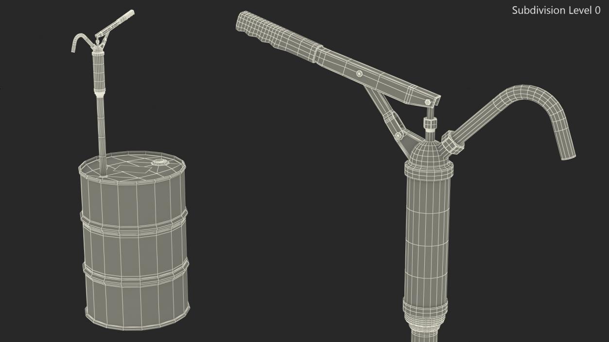 Lever Hand Pump with Oil Drum 3D model