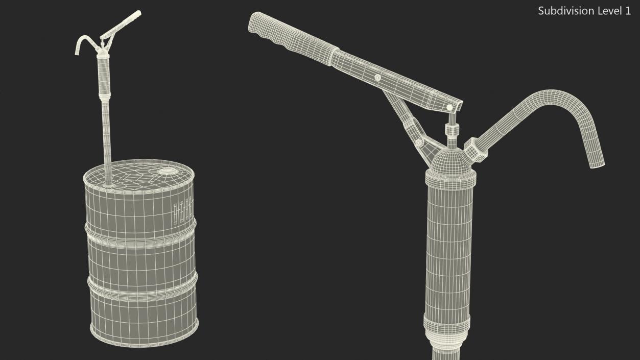 Lever Hand Pump with Oil Drum 3D model