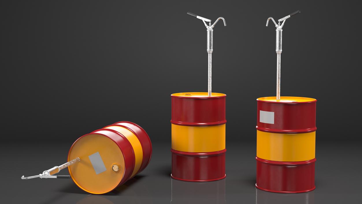 Lever Hand Pump with Oil Drum 3D model