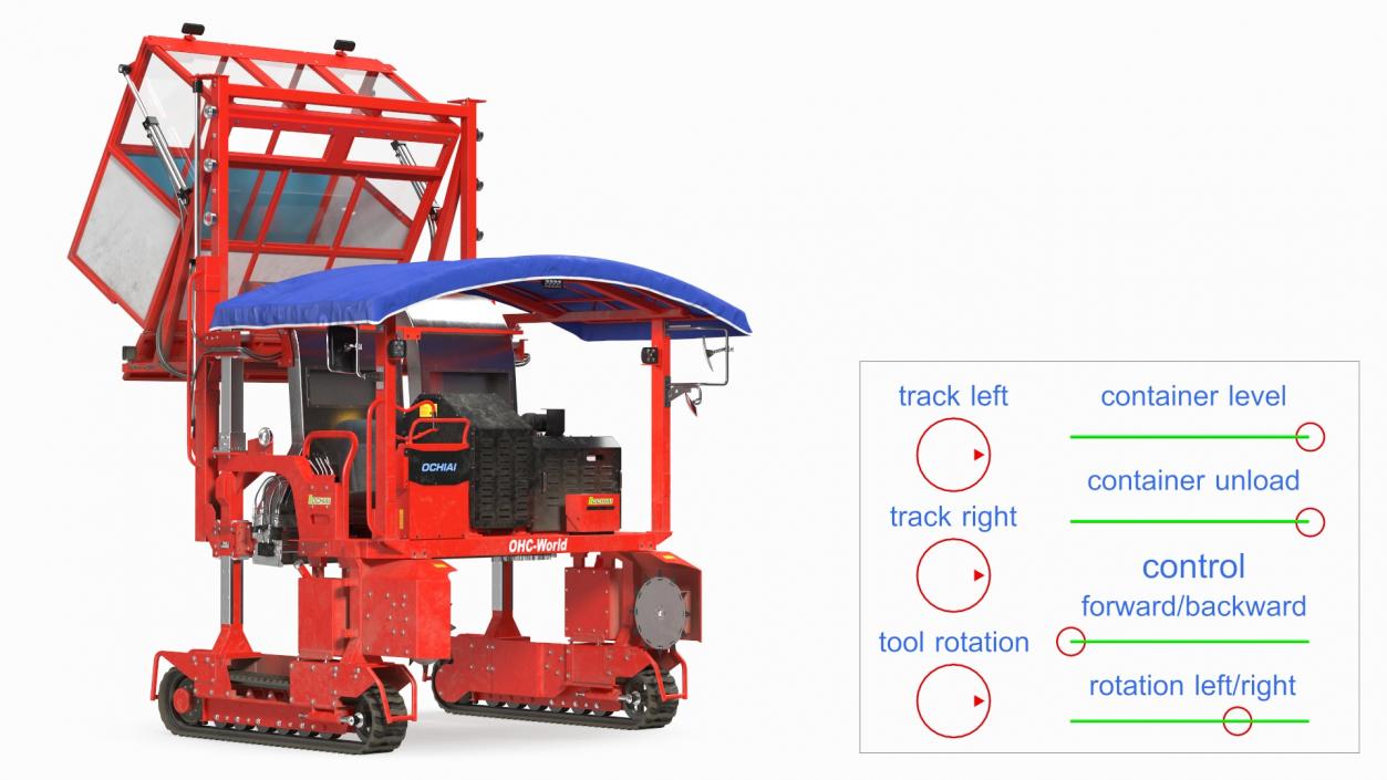 3D Ochiai OHC-W Tea Harvester Used Rigged model