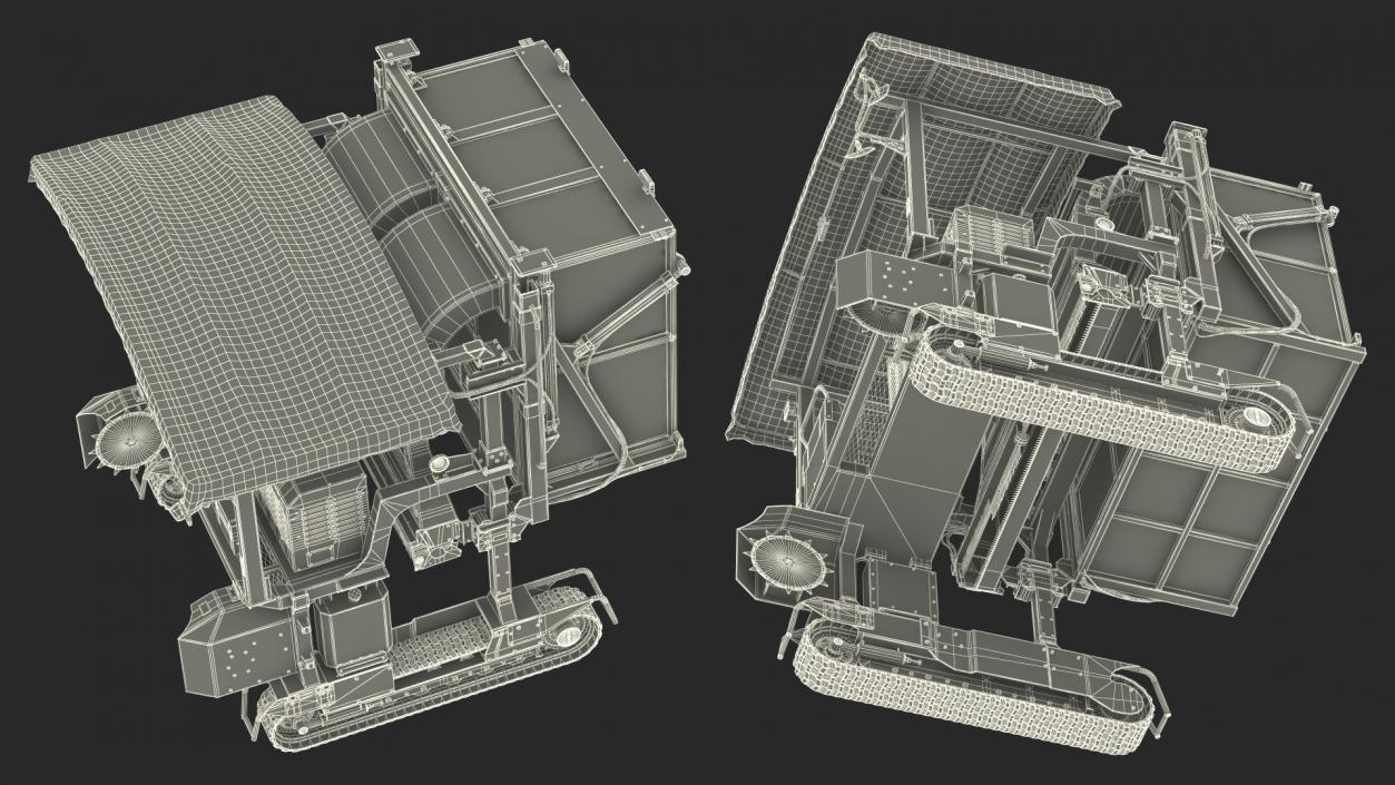 3D Ochiai OHC-W Tea Harvester Used Rigged model