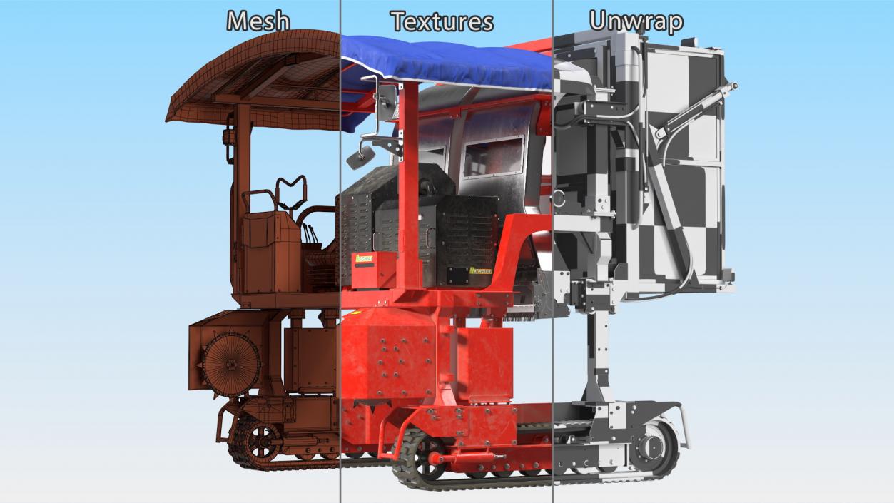 3D Ochiai OHC-W Tea Harvester Used Rigged model