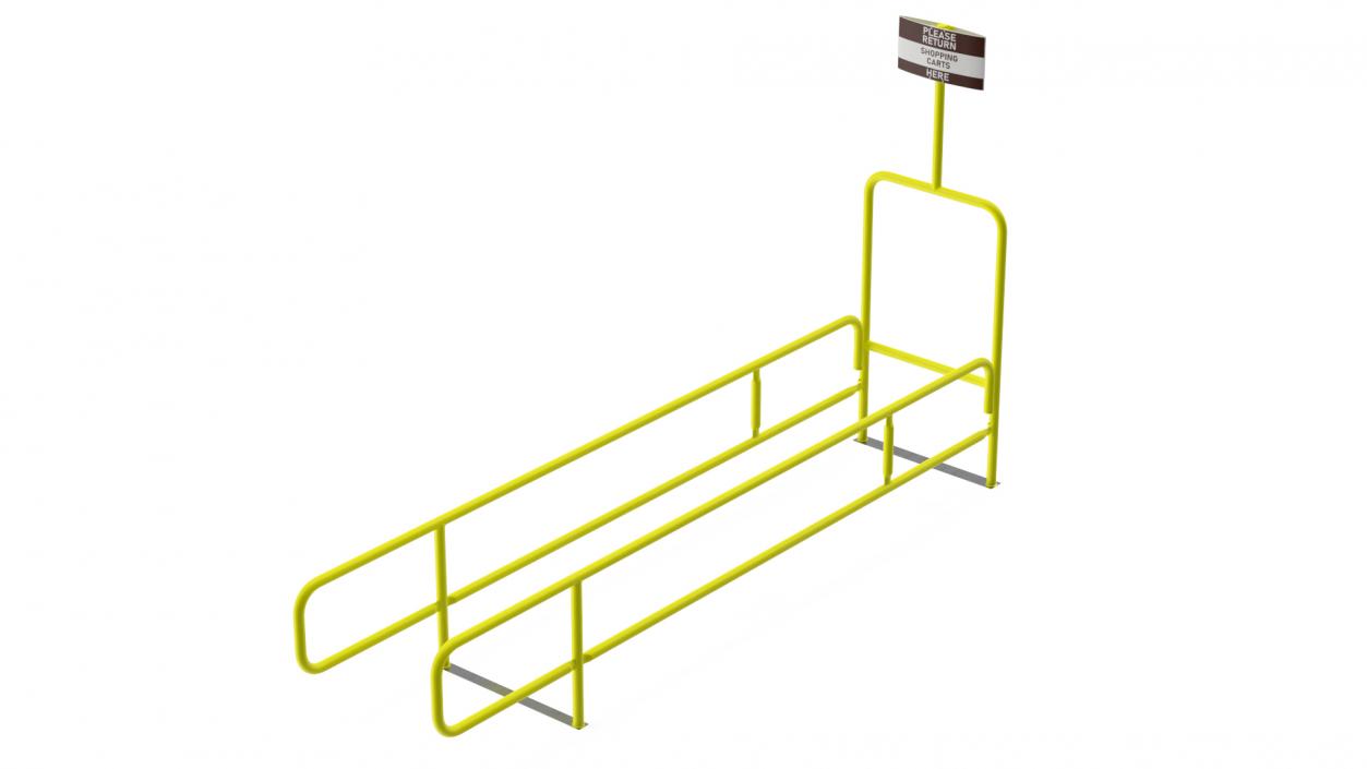 3D Grocery Cart Corral Single Yellow model