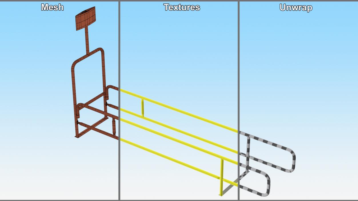 3D Grocery Cart Corral Single Yellow model