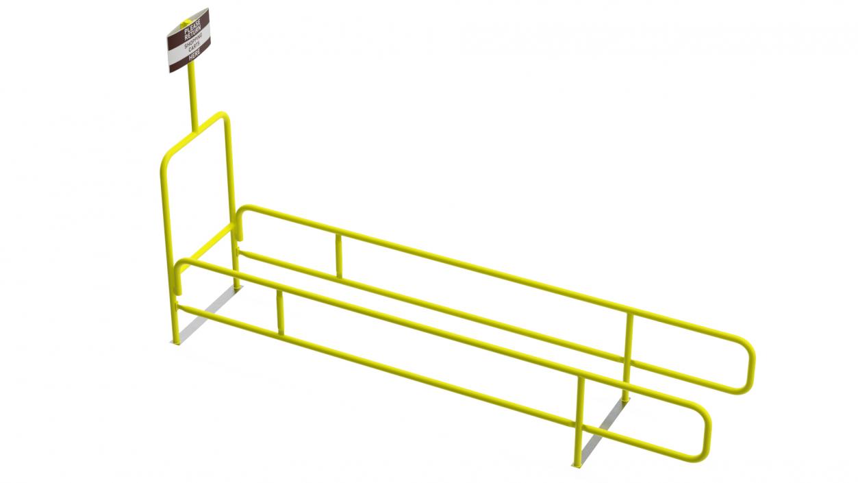 3D Grocery Cart Corral Single Yellow model