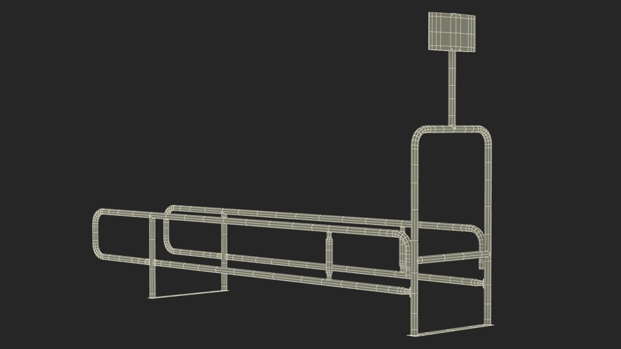 3D Grocery Cart Corral Single Yellow model