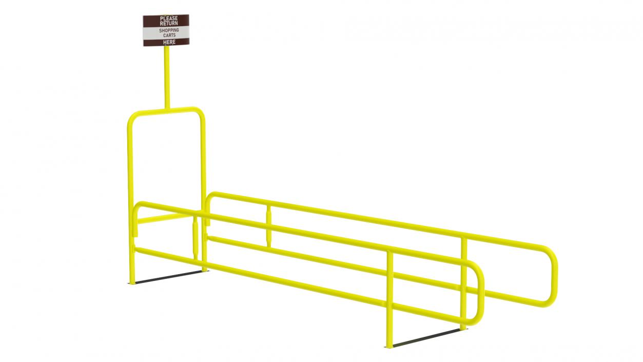 3D Grocery Cart Corral Single Yellow model