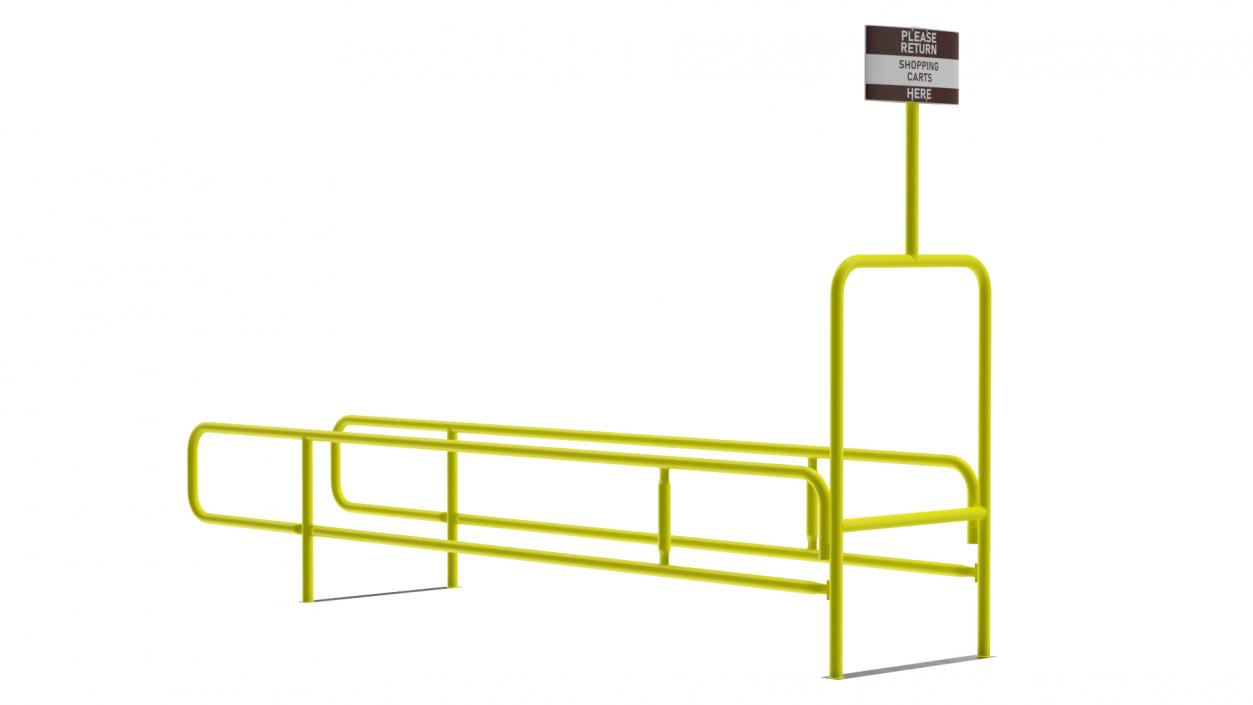 3D Grocery Cart Corral Single Yellow model