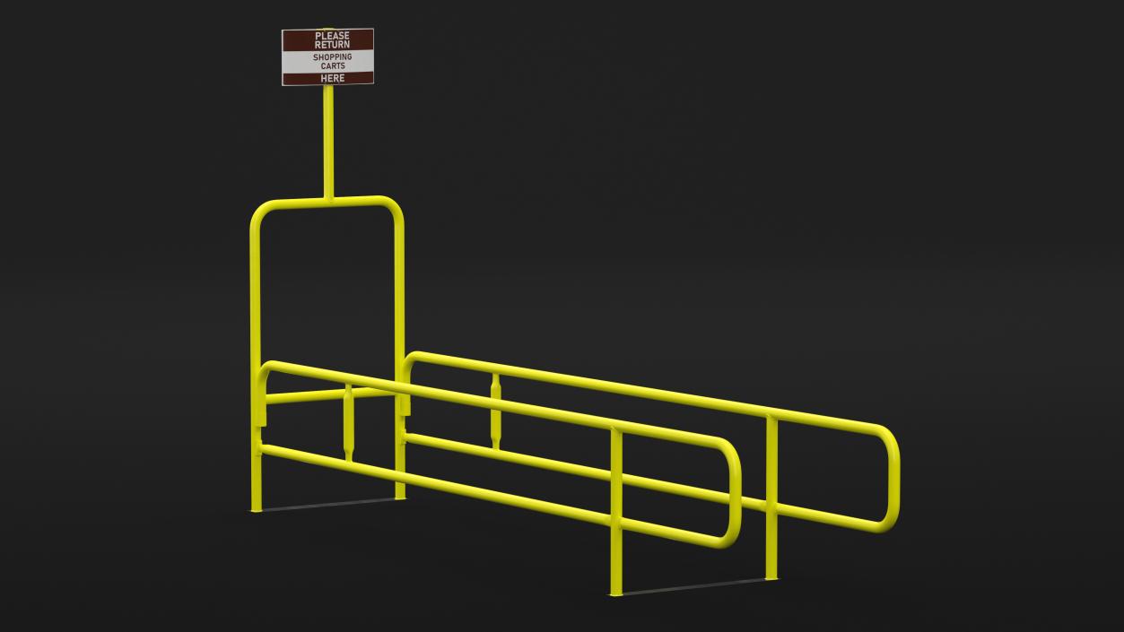 3D Grocery Cart Corral Single Yellow model