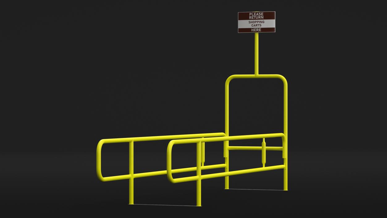 3D Grocery Cart Corral Single Yellow model