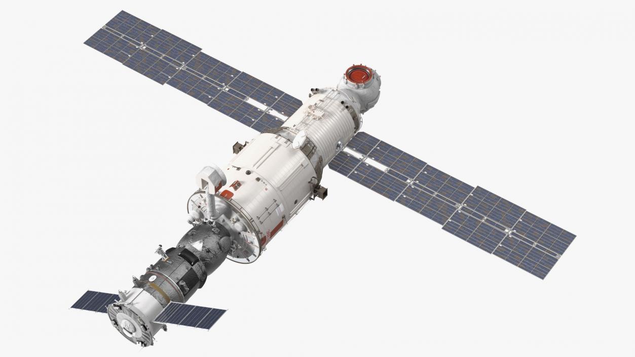 ISS Zvezda Module with Progress Spacecraft 3D