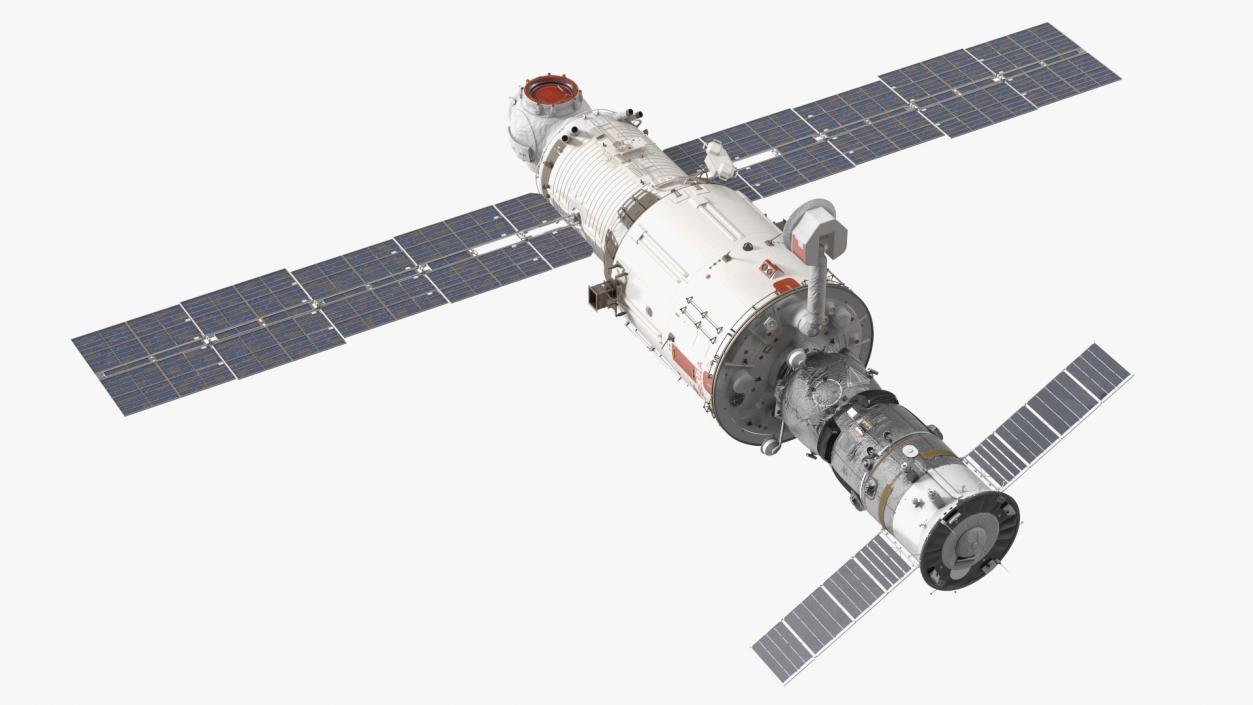 ISS Zvezda Module with Progress Spacecraft 3D