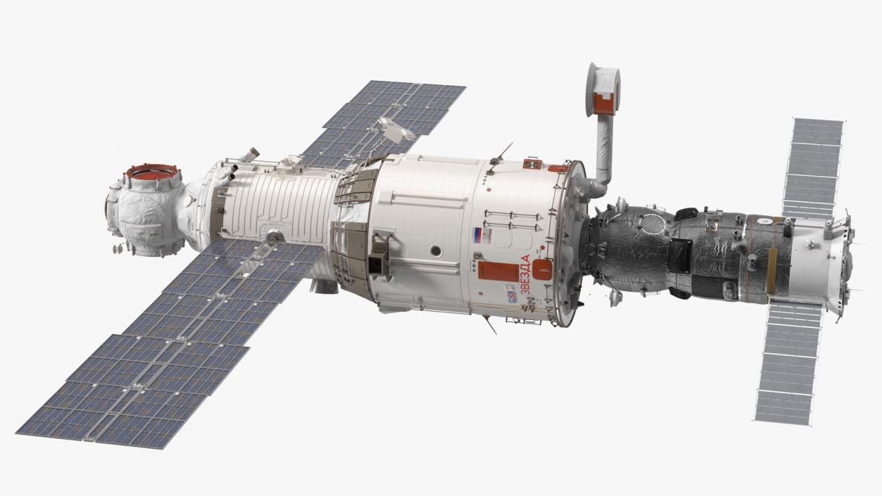 ISS Zvezda Module with Progress Spacecraft 3D