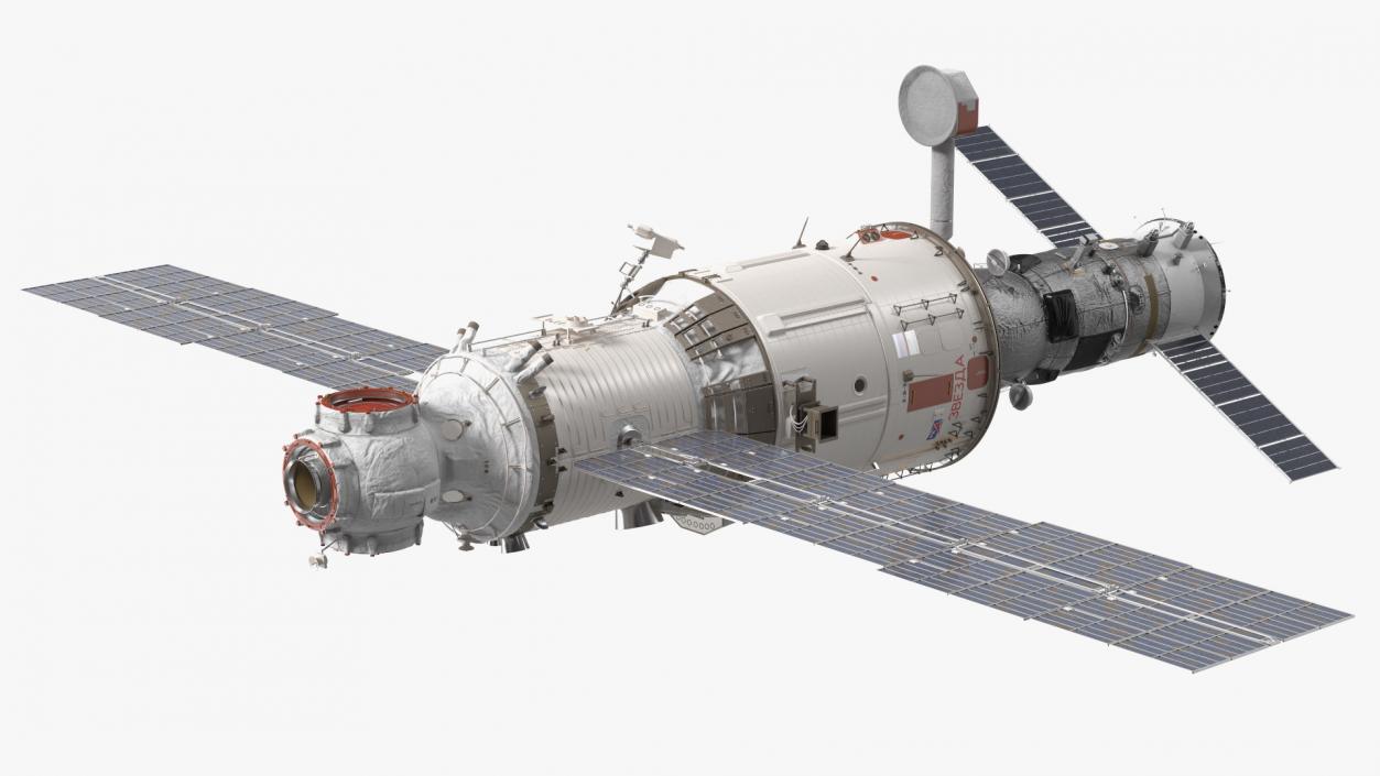 ISS Zvezda Module with Progress Spacecraft 3D