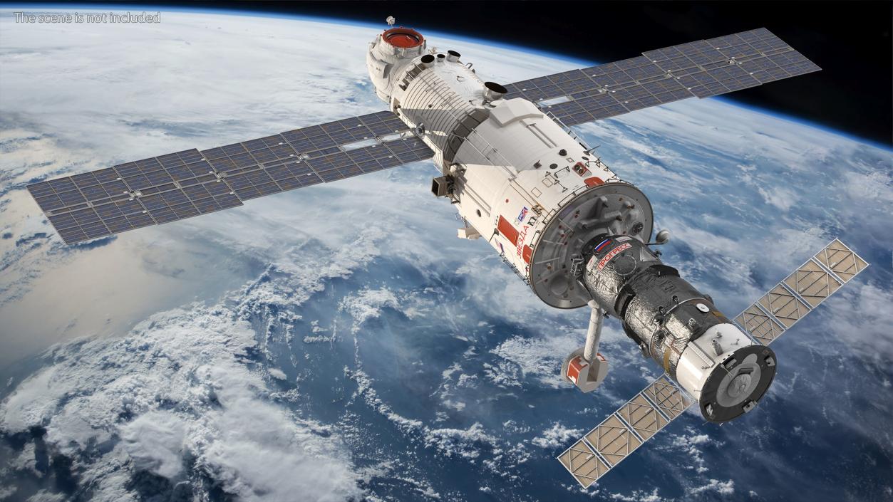 ISS Zvezda Module with Progress Spacecraft 3D