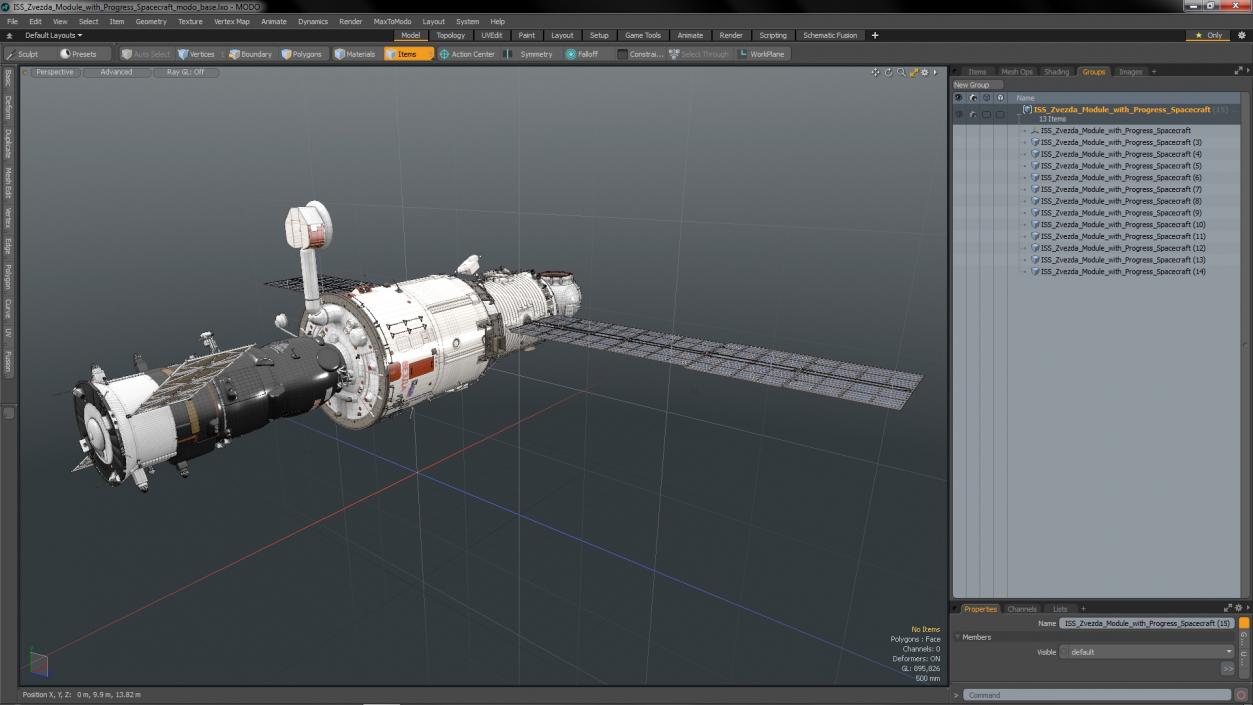 ISS Zvezda Module with Progress Spacecraft 3D