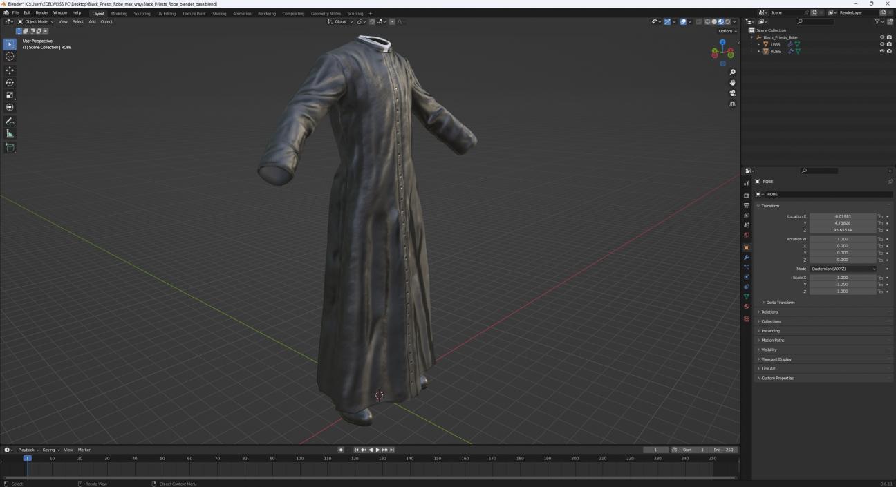 3D Black Priests Robe model