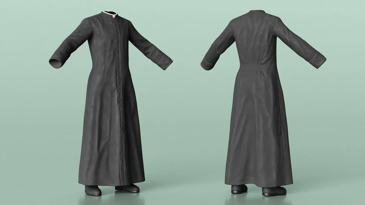 3D Black Priests Robe model