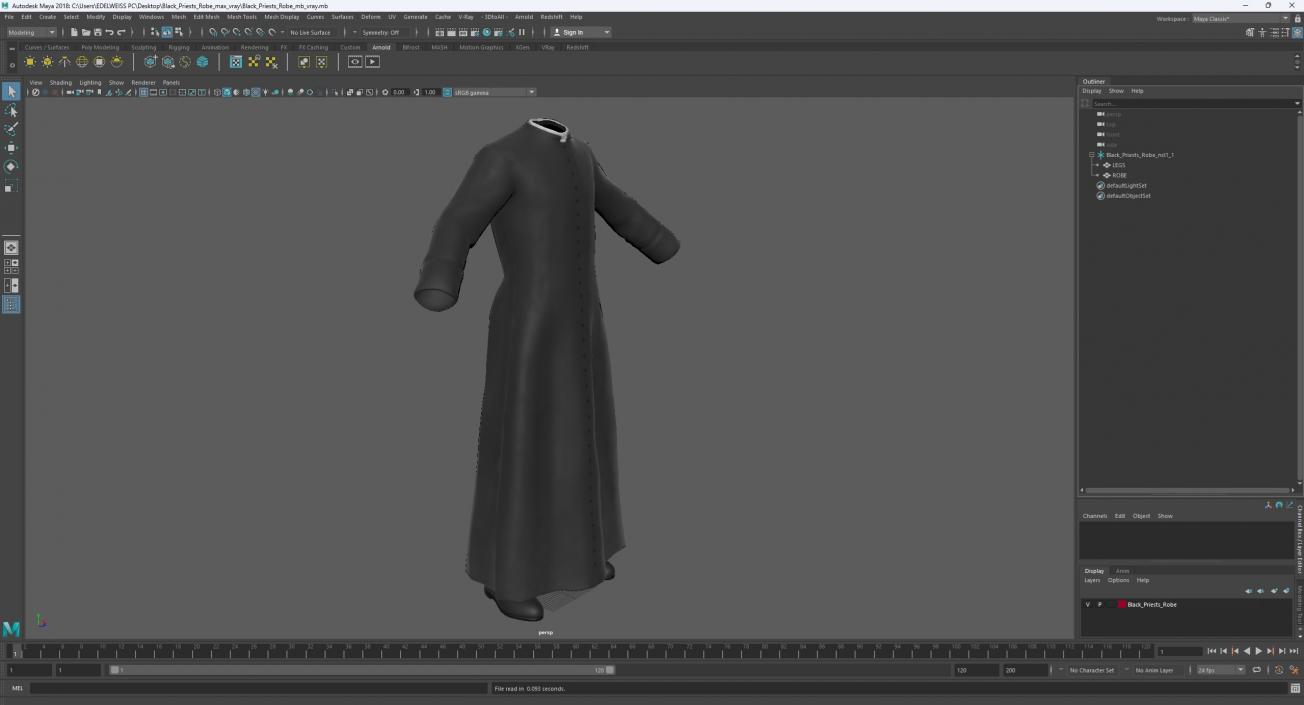 3D Black Priests Robe model