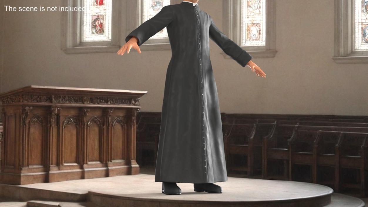 3D Black Priests Robe model