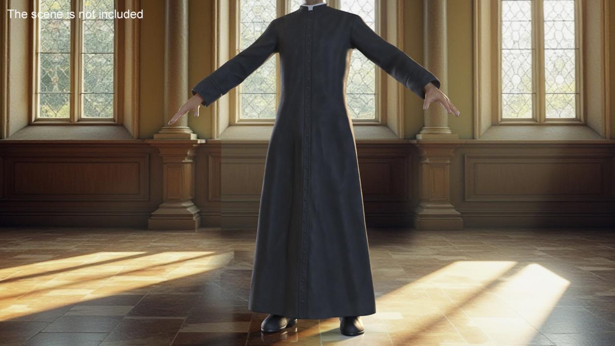 3D Black Priests Robe model