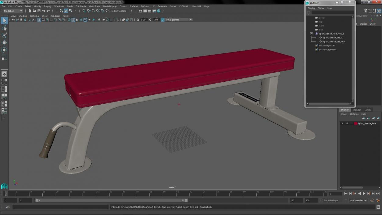 3D model Sport Bench Red