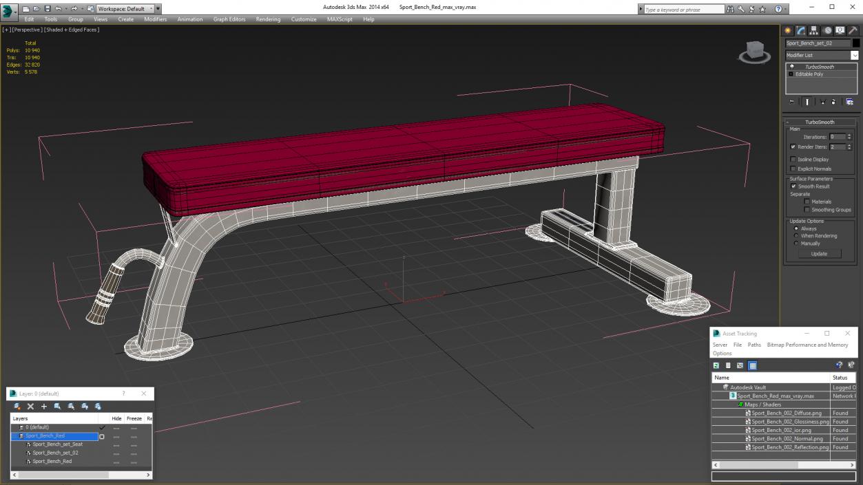 3D model Sport Bench Red