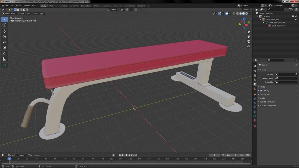 3D model Sport Bench Red