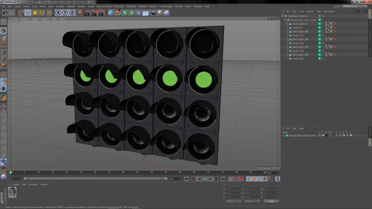3D model Racing Start Lights Green