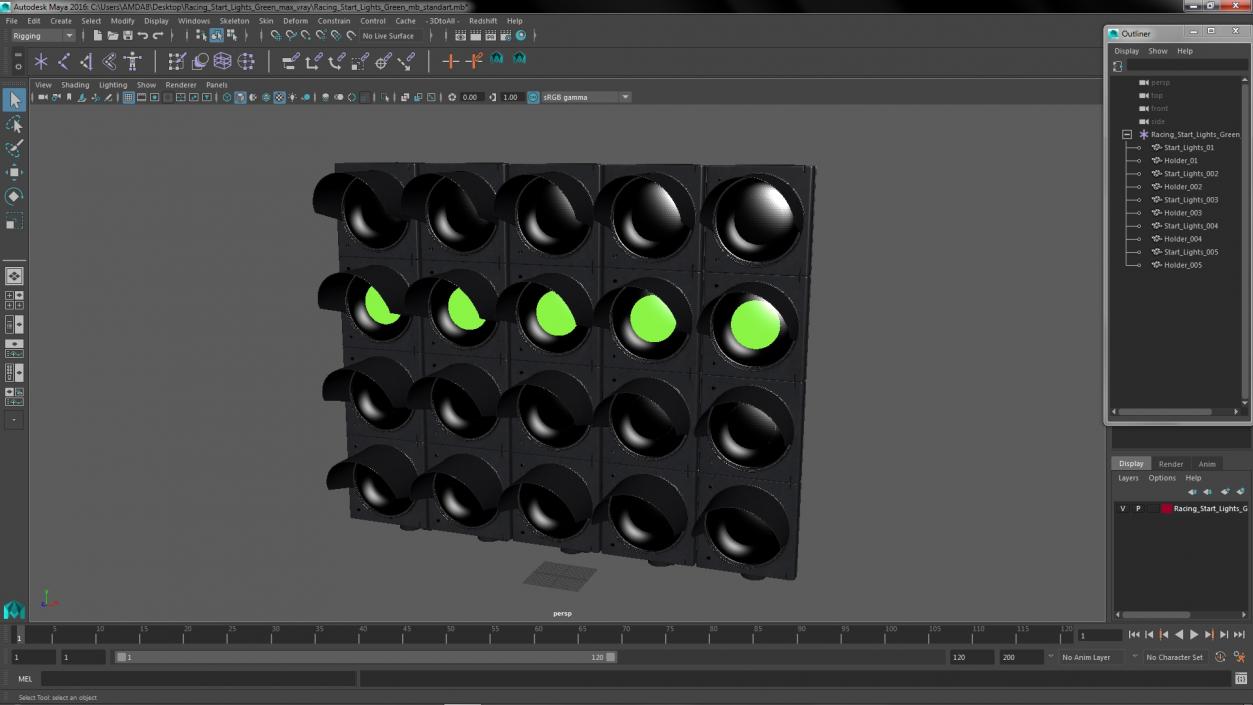 3D model Racing Start Lights Green