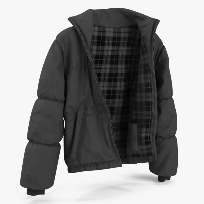 3D model Oversize Puffer Mens Jacket Black 2