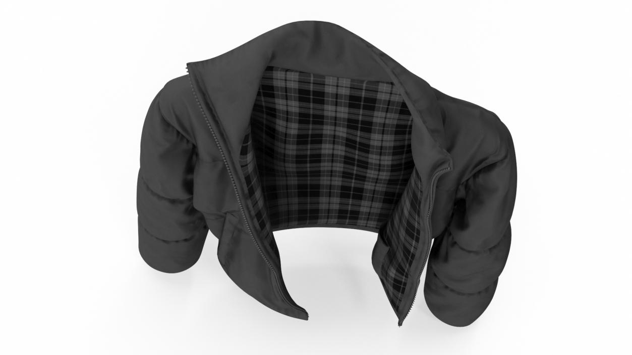 3D model Oversize Puffer Mens Jacket Black 2