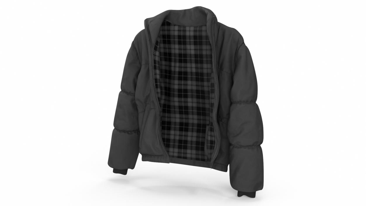 3D model Oversize Puffer Mens Jacket Black 2