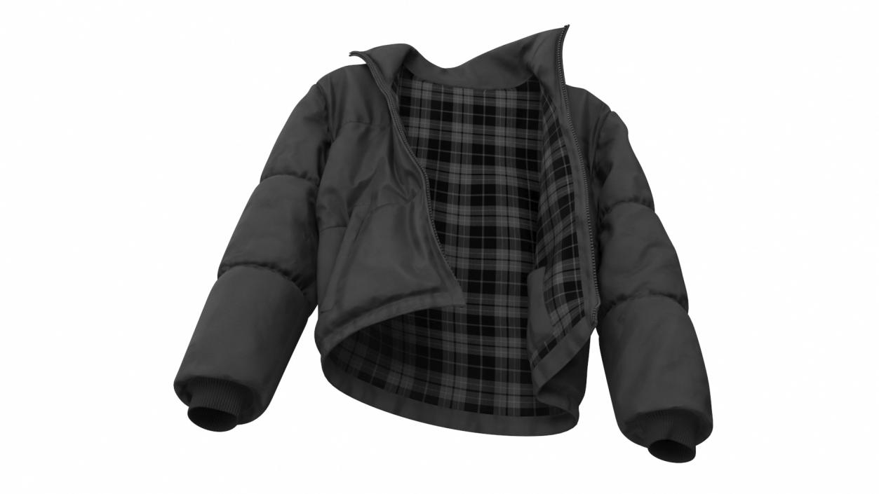 3D model Oversize Puffer Mens Jacket Black 2