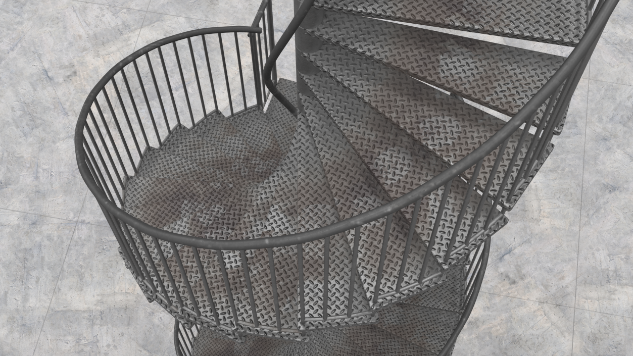 3D model Open Side Spiral Fire Escape Stairs