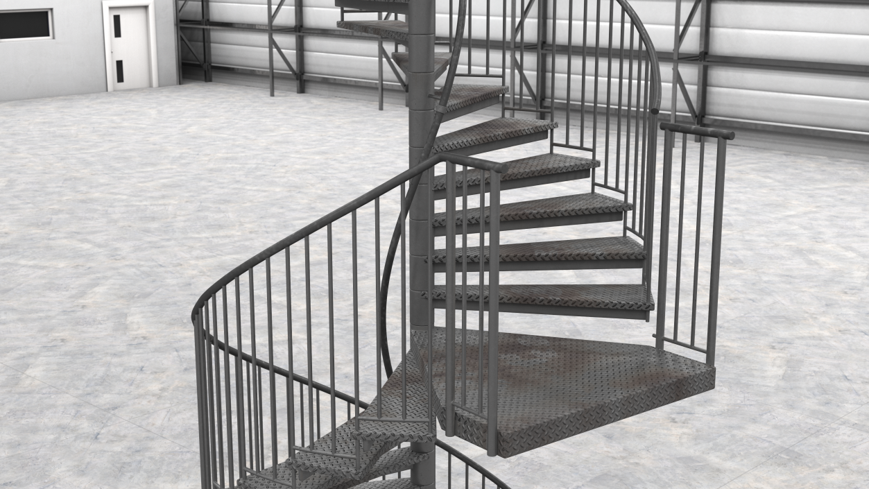 3D model Open Side Spiral Fire Escape Stairs