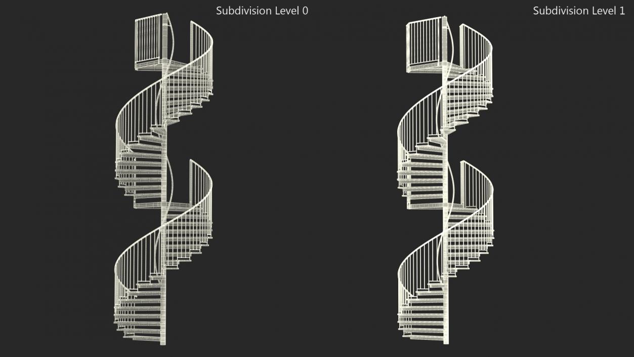 3D model Open Side Spiral Fire Escape Stairs