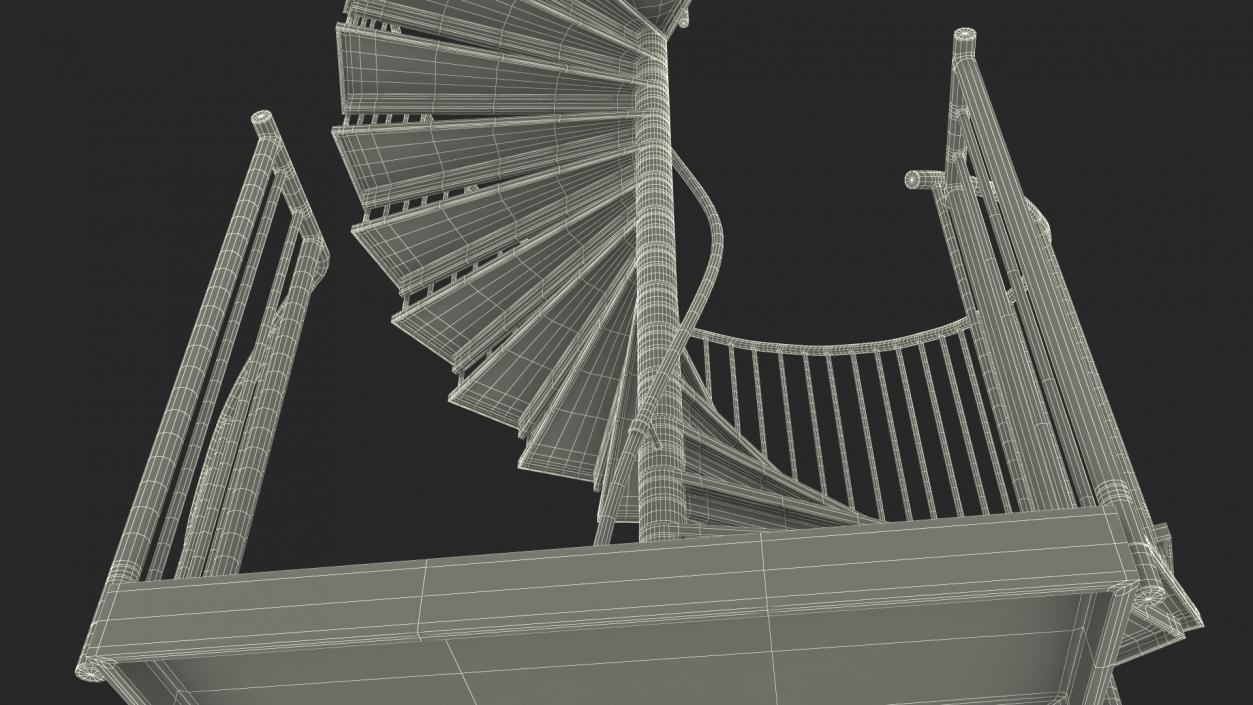 3D model Open Side Spiral Fire Escape Stairs