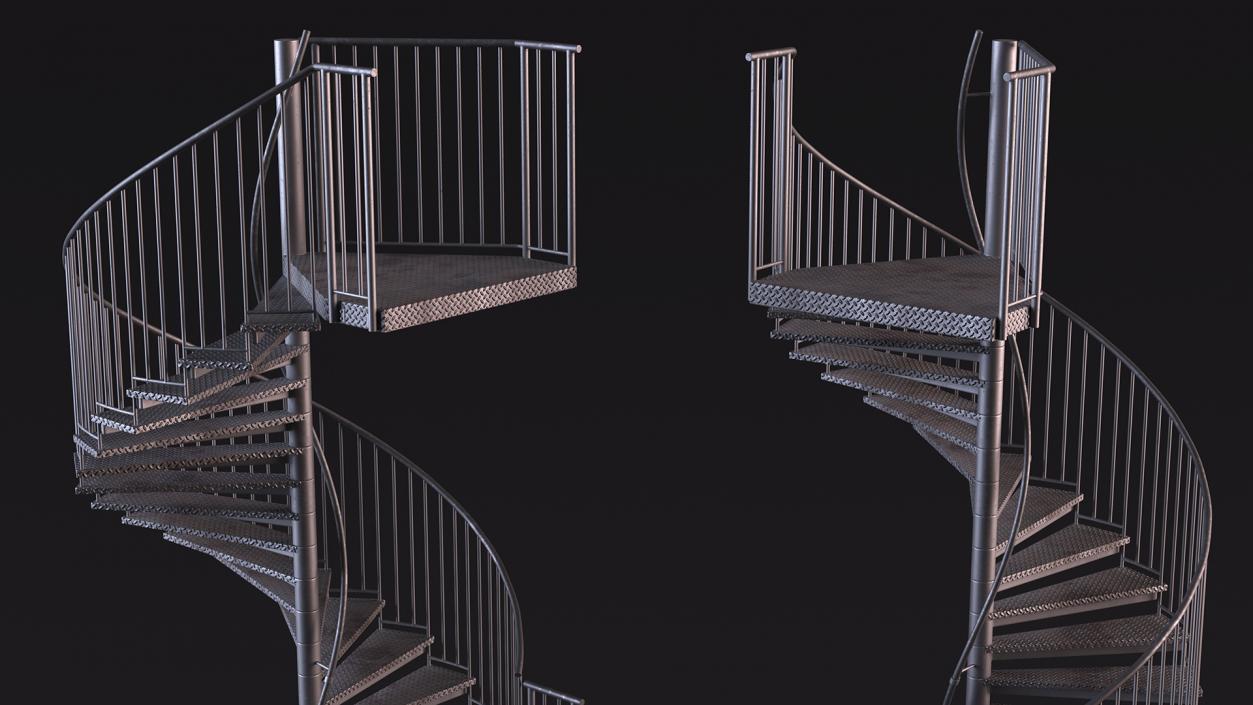 3D model Open Side Spiral Fire Escape Stairs