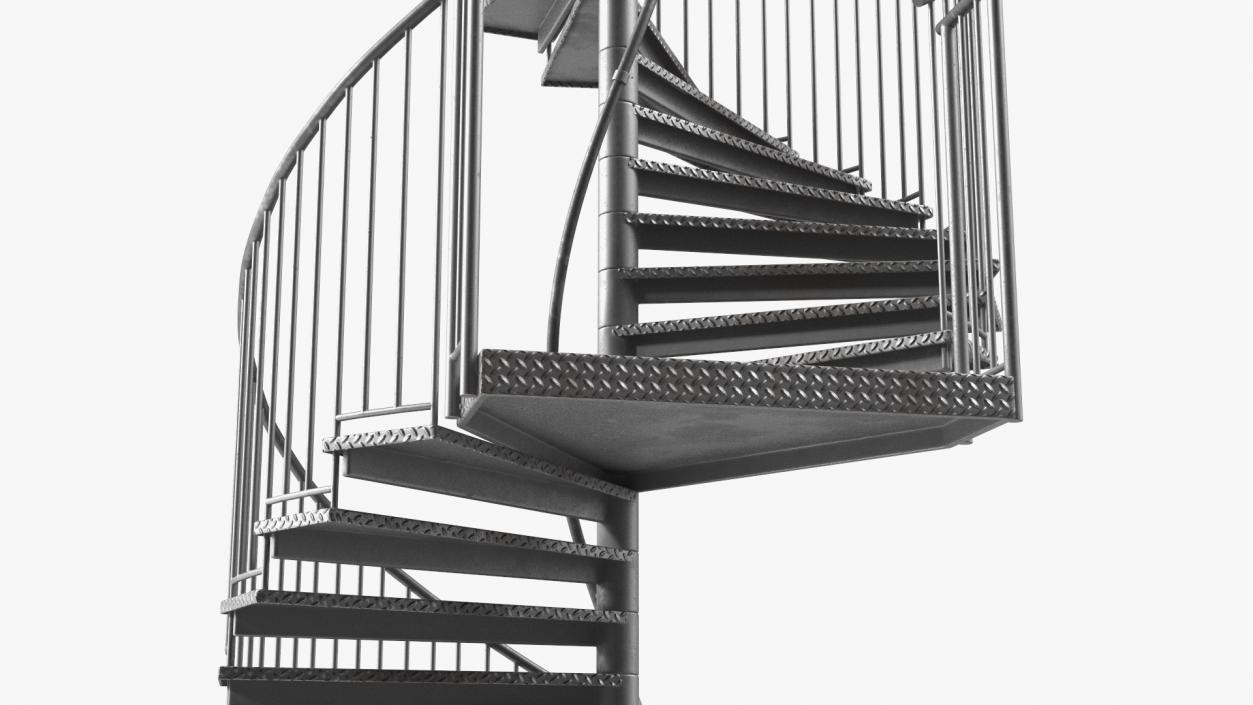 3D model Open Side Spiral Fire Escape Stairs