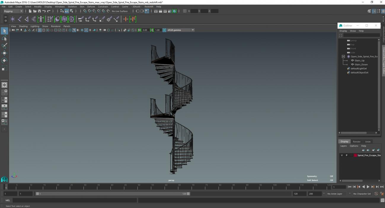 3D model Open Side Spiral Fire Escape Stairs