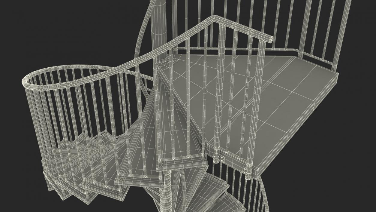 3D model Open Side Spiral Fire Escape Stairs