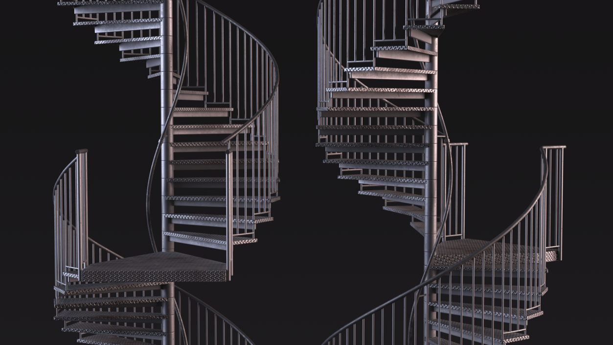 3D model Open Side Spiral Fire Escape Stairs