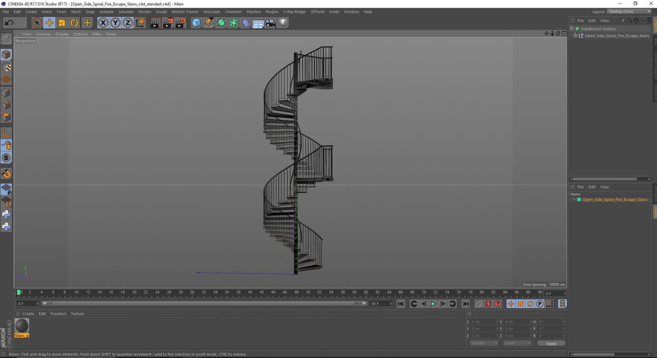 3D model Open Side Spiral Fire Escape Stairs