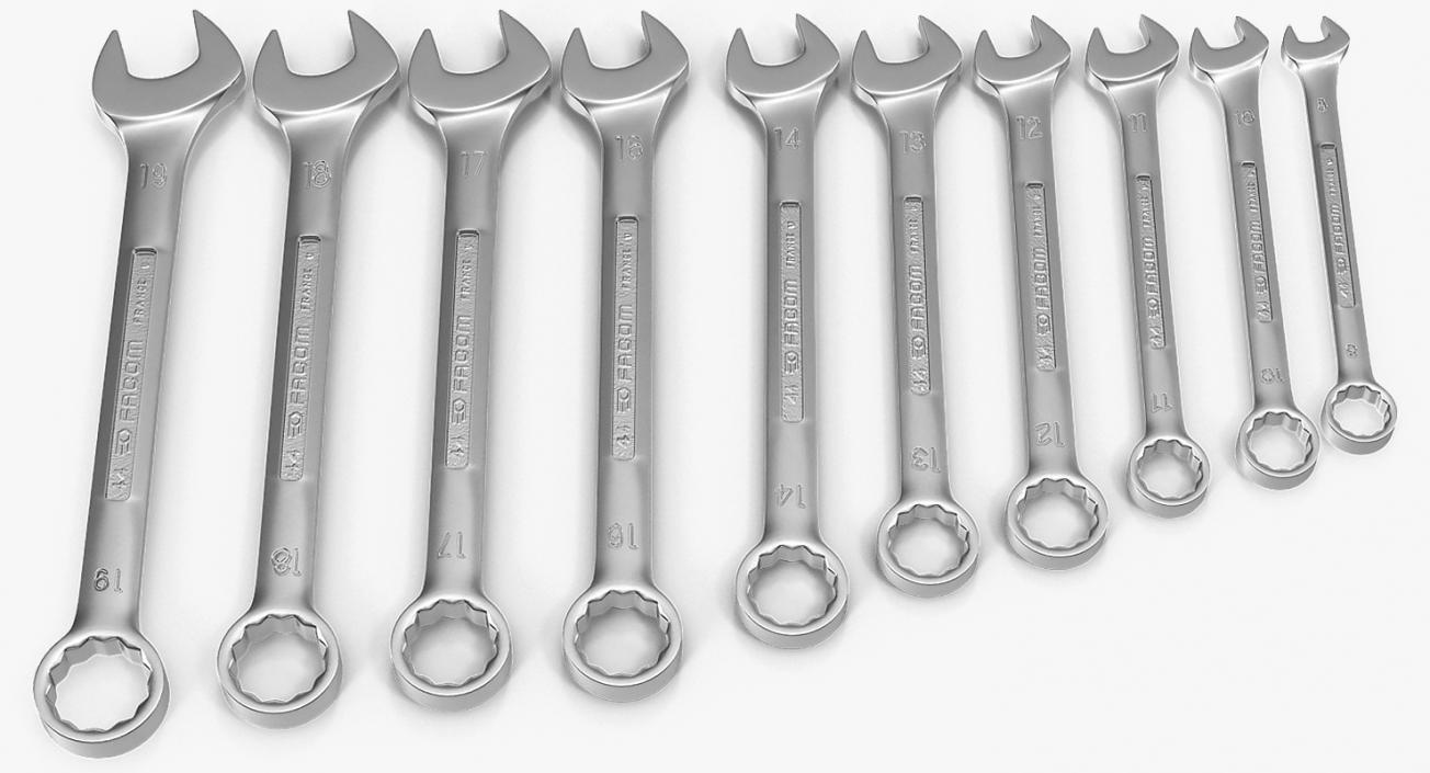 Facom Combination Spanner Set 8-19mm Storage Clip 3D model