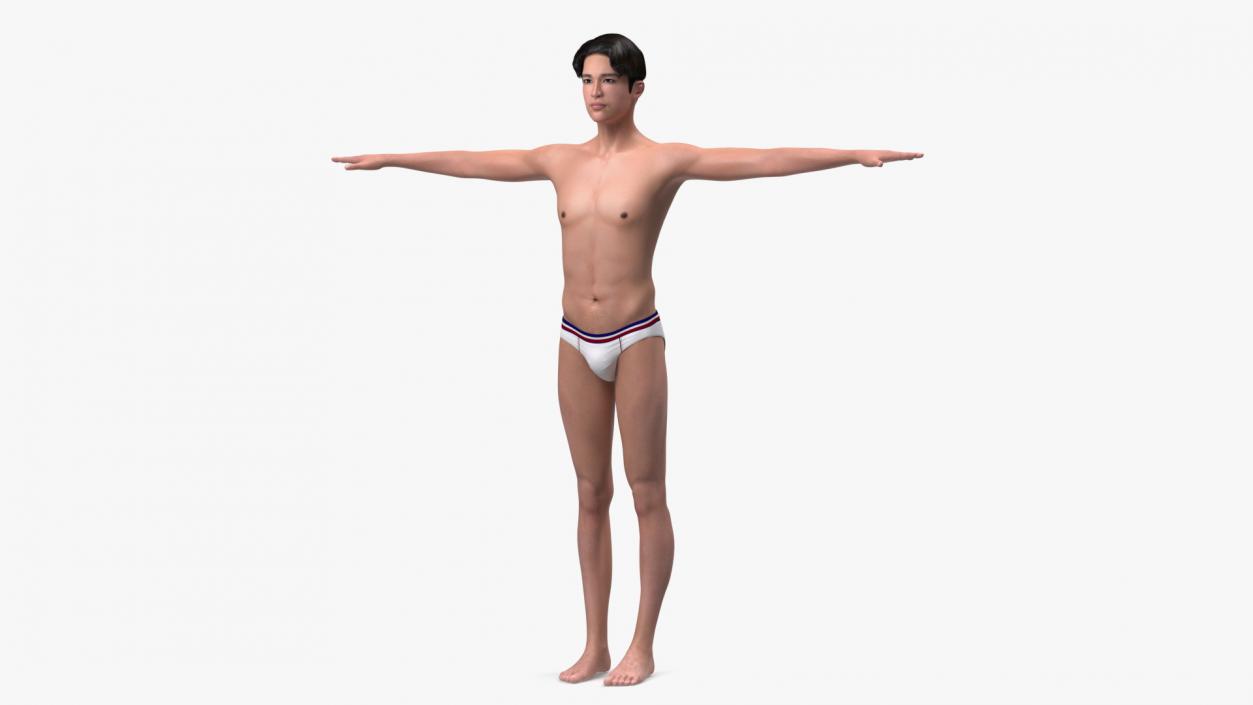 3D Chinese Man Underwear T-Pose model