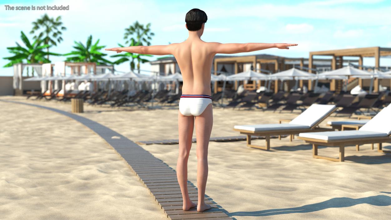 3D Chinese Man Underwear T-Pose model